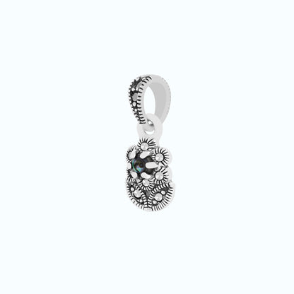 Sterling Silver 925 Pendant Embedded With Natural Blue Shell And Marcasite Stones