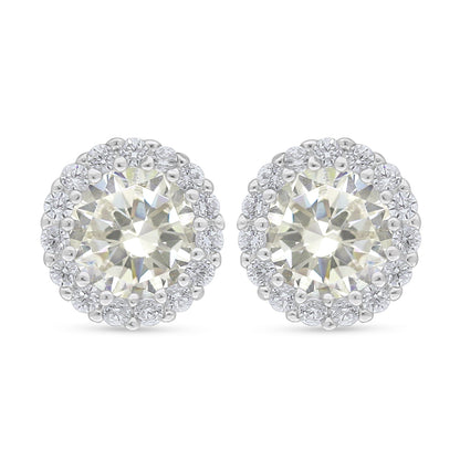 Sterling Silver 925 Earring Rhodium Plated Embedded With Diamond Zircon And White Zircon