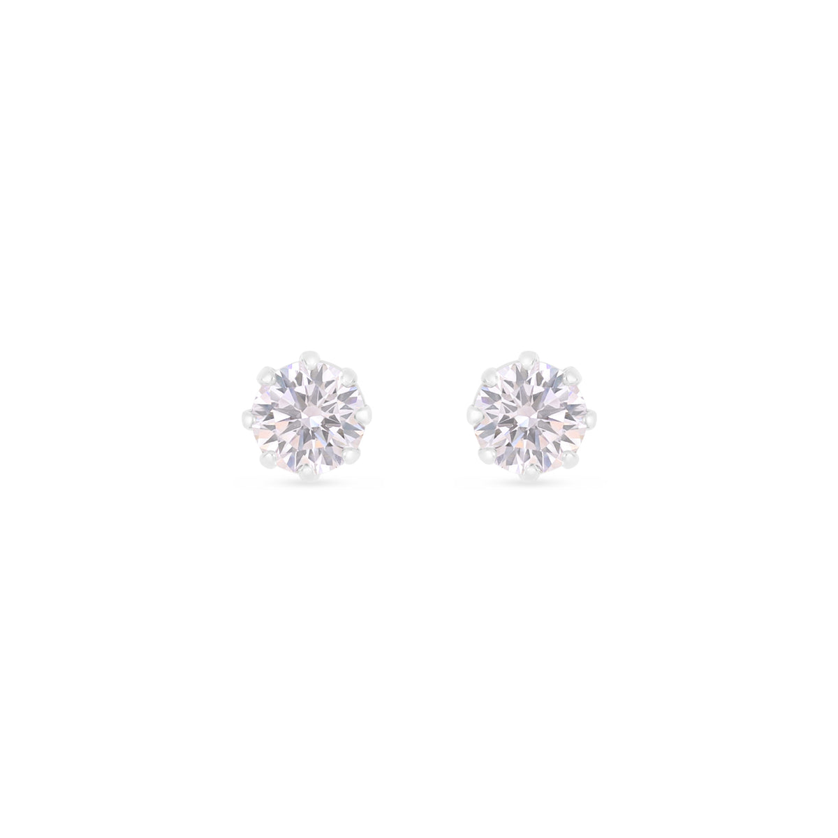 Sterling Silver 925 Earring Rhodium Plated Embedded With Pink Zircon