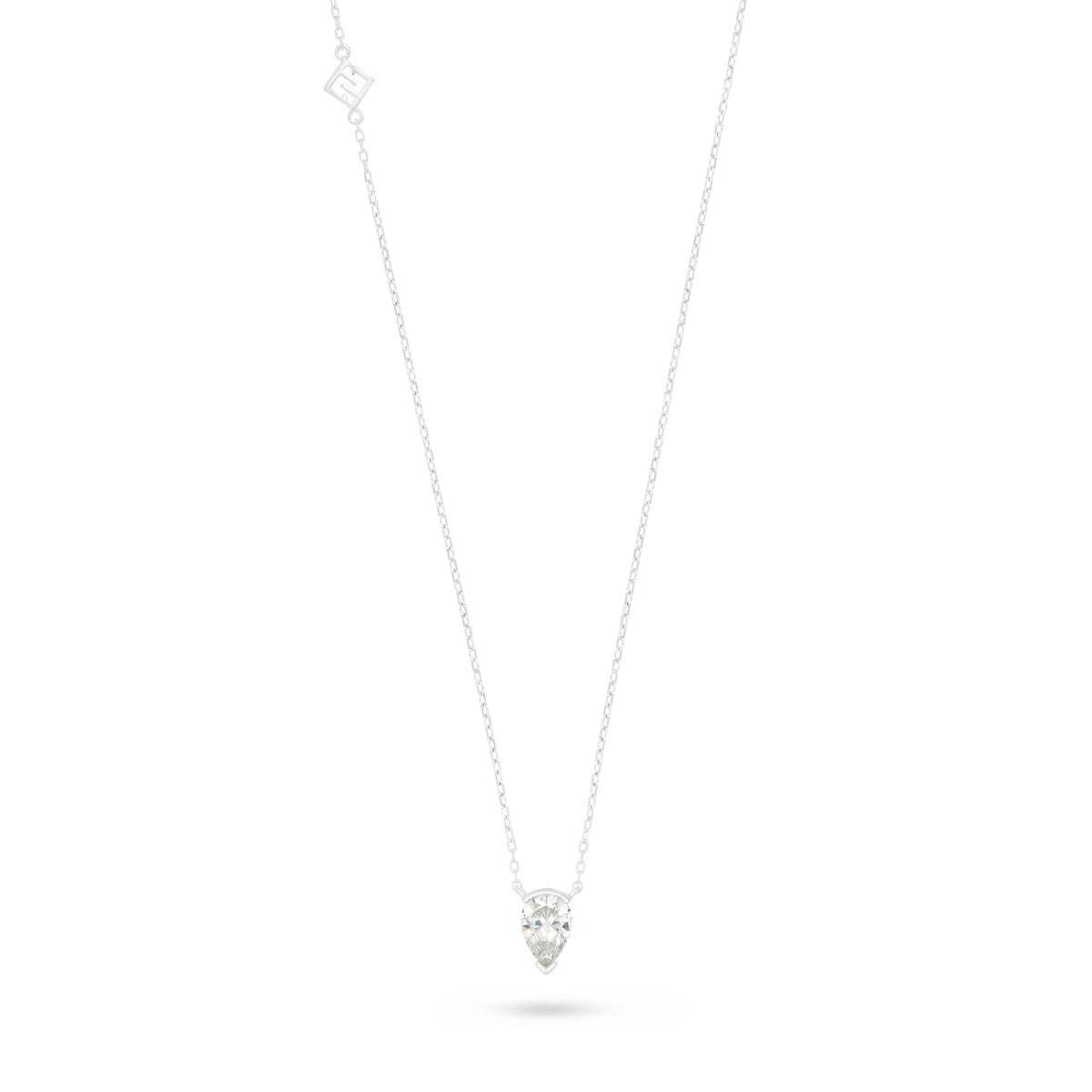Sterling Silver 925 Necklace Rhodium Plated Embedded With Diamond Zircon