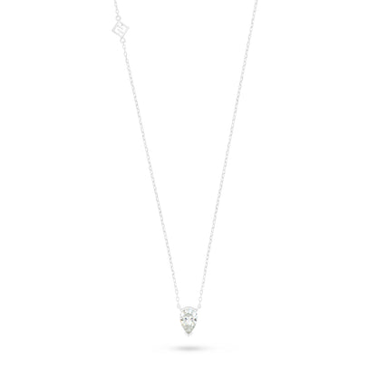 Sterling Silver 925 Necklace Rhodium Plated Embedded With Diamond Zircon