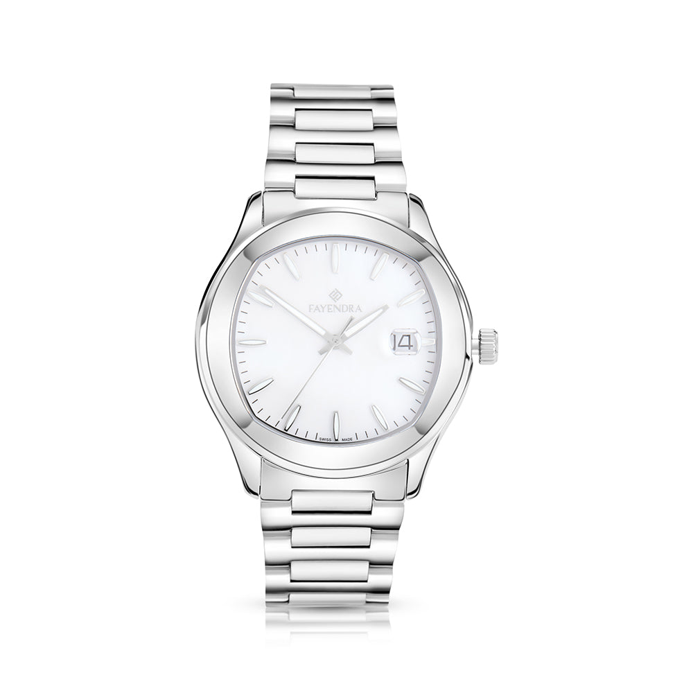 Stainless Steel 316L Watch Silver Color For Men - WHITE MOP DIAL