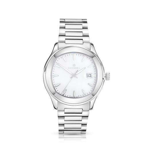 Stainless Steel 316L Watch Silver Color For Men - WHITE MOP DIAL