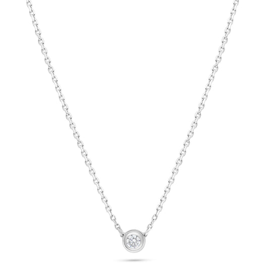 Sterling Silver 925 Necklace Rhodium Plated Embedded With White Zircon
