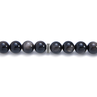 سبحة 33  اوبسديم فضى بيلية 10 مم طقم ستانلس ستيل عيار 316L مطلى فضي واسود