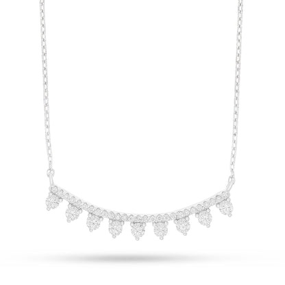 Sterling Silver 925 Necklace Rhodium Plated Embedded With White Zircon