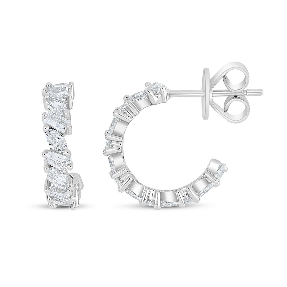 Sterling Silver 925 Earring Rhodium Plated Embedded With White Zircon