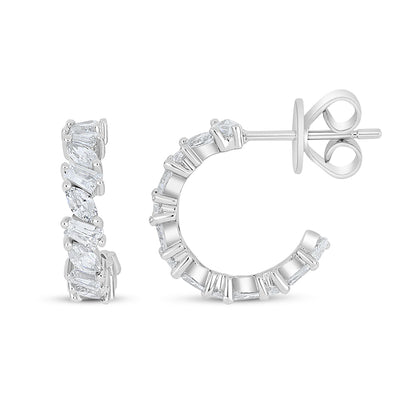 Sterling Silver 925 Earring Rhodium Plated Embedded With White Zircon