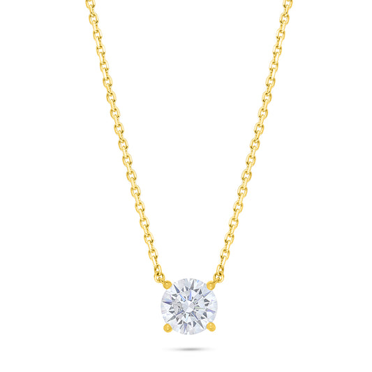 Sterling Silver 925 Necklace Golden Plated Embedded With White Zircon