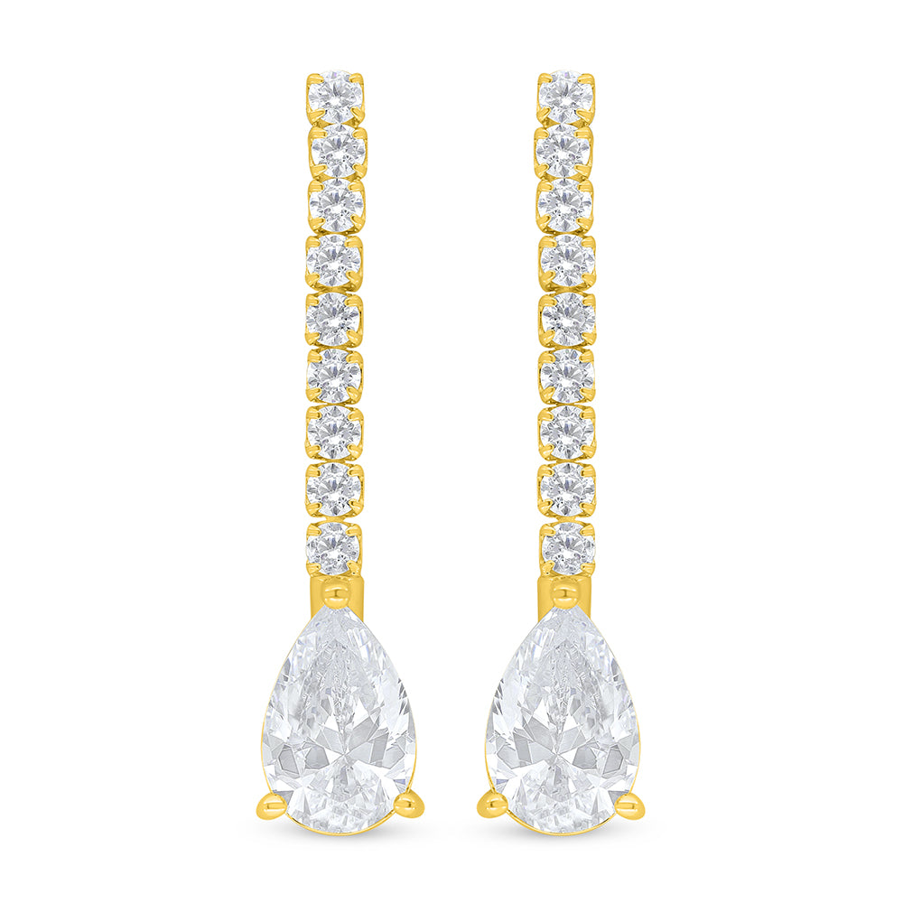 Sterling Silver 925 Earring Golden Plated Embedded With White Zircon