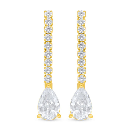 Sterling Silver 925 Earring Golden Plated Embedded With White Zircon