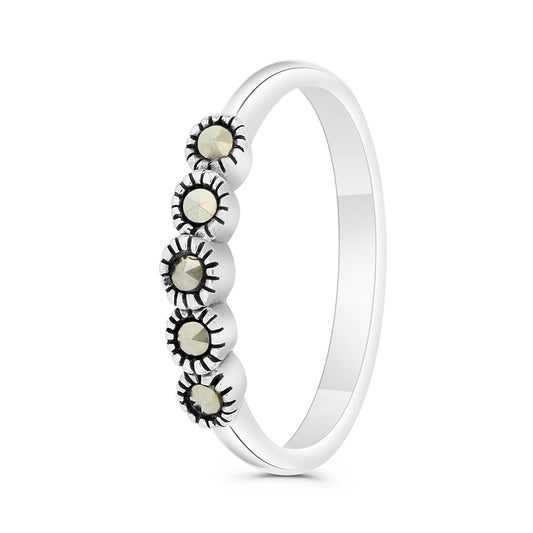 Sterling Silver 925 Ring Embedded With Marcasite Stones