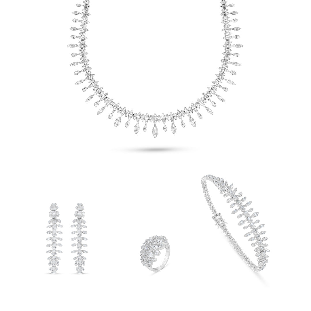 Sterling Silver 925 Set Rhodium Plated Embedded With White Zircon