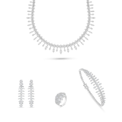 Sterling Silver 925 Set Rhodium Plated Embedded With White Zircon