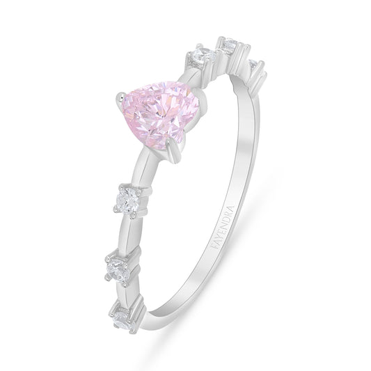 خاتم من الفضة الخالصة عيار 925 مطلي روديوم مرصع زركون بنك و فص ابيض