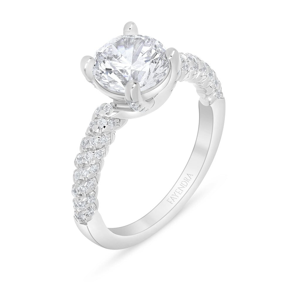 Sterling Silver 925 Ring Rhodium Plated Embedded With White Zircon