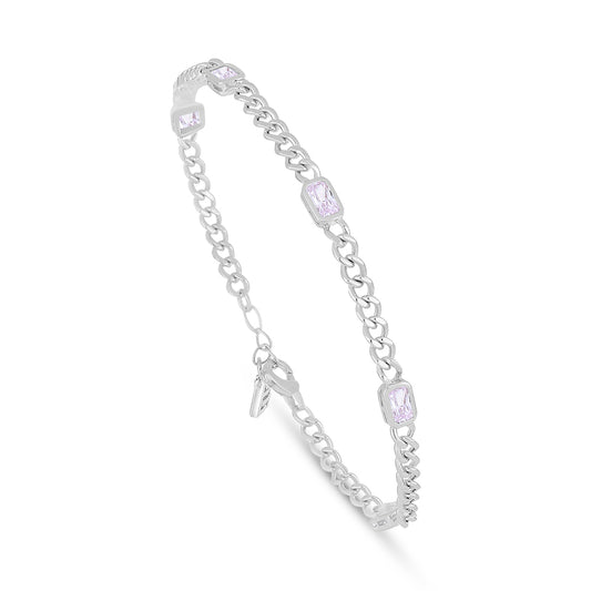 اسورة من الفضة الخالصة عيار 925 مطلية روديوم مرصعة زركون بنك