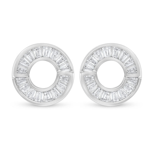 Sterling Silver 925 Earring Rhodium Plated Embedded With White Zircon