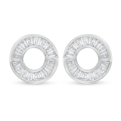 Sterling Silver 925 Earring Rhodium Plated Embedded With White Zircon