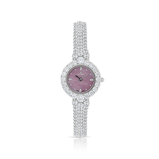 Stainless Steel 316 Watch Silver Plated Embedded With White Zircon - Pink MOP DIAL
