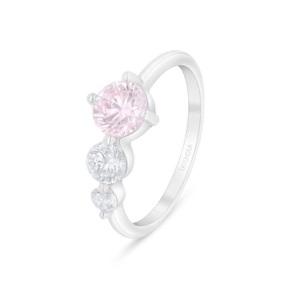 خاتم من الفضة الخالصة عيار 925 مطلي روديوم مرصع زركون بنك و فص ابيض