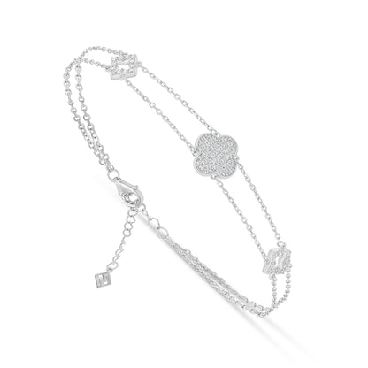 Sterling Silver 925 Bracelet Rhodium Plated Embedded With White Zircon