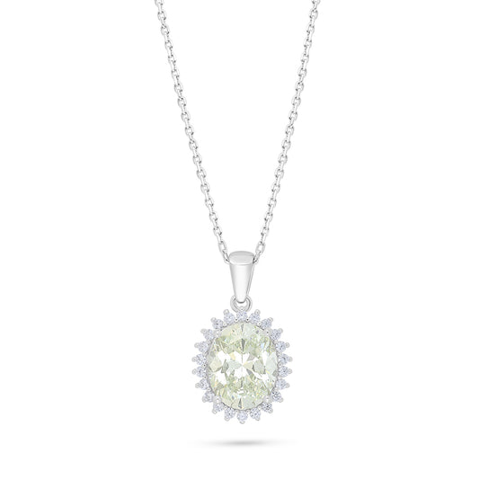 Sterling Silver 925 Necklace Rhodium Plated Embedded With Diamond Zircon And White Zircon