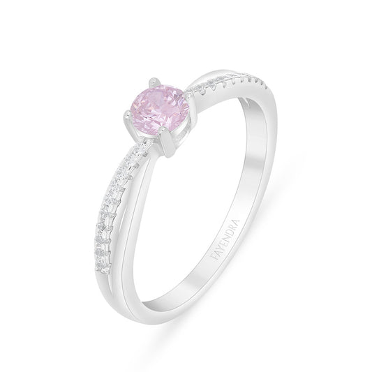 خاتم من الفضة الخالصة عيار 925 مطلي روديوم مرصع زركون بنك و فص ابيض