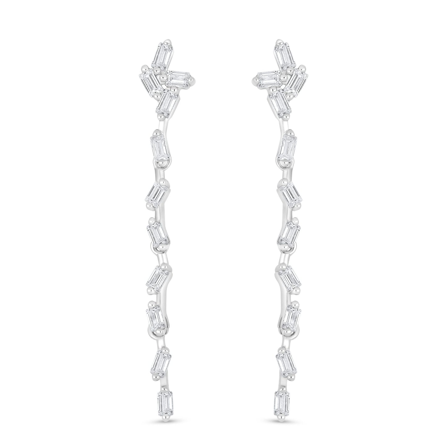 Sterling Silver 925 Earring Rhodium Plated Embedded With White Zircon
