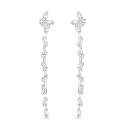 Sterling Silver 925 Earring Rhodium Plated Embedded With White Zircon