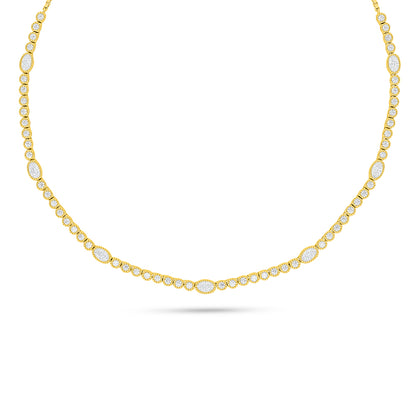 Sterling Silver 925 Necklace Golden Plated Embedded With White Zircon