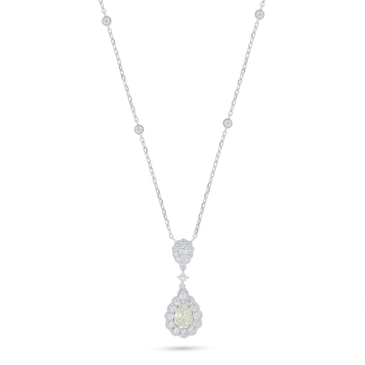 Sterling Silver 925 Necklace Rhodium Plated Embedded With Diamond Zircon And White Zircon