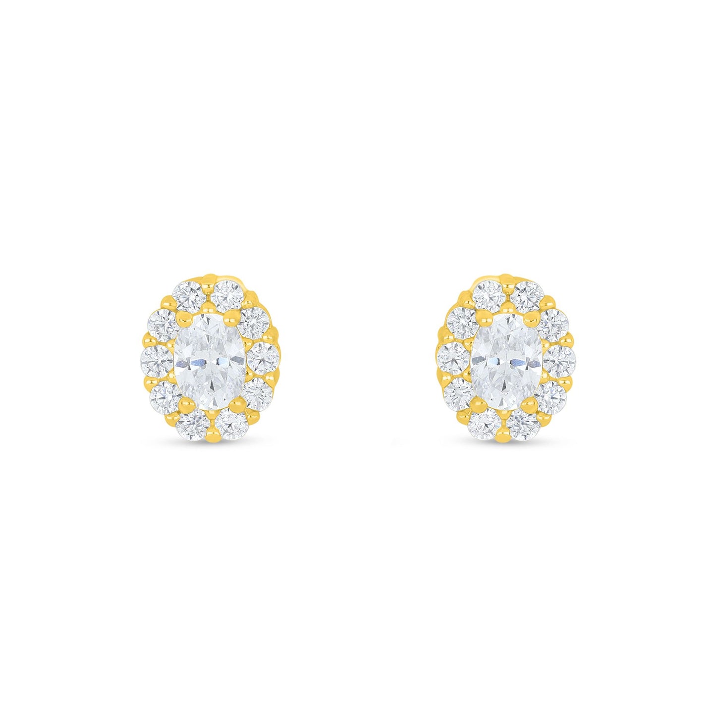 Sterling Silver 925 Earring Golden Plated Embedded With White Zircon