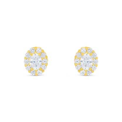 Sterling Silver 925 Earring Golden Plated Embedded With White Zircon