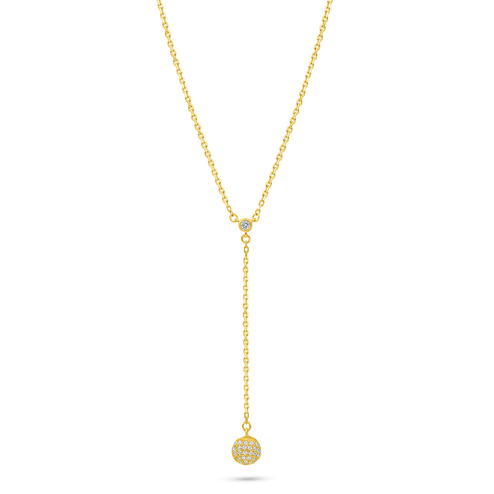 Sterling Silver 925 Necklace Golden Plated Embedded With White Zircon