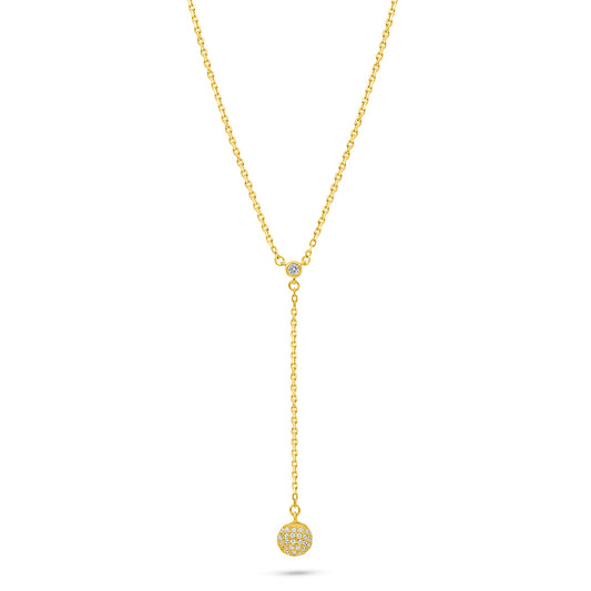 Sterling Silver 925 Necklace Golden Plated Embedded With White Zircon