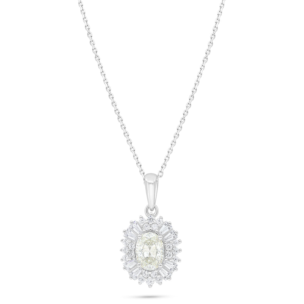 Sterling Silver 925 Necklace Rhodium Plated Embedded With Diamond Zircon And White Zircon