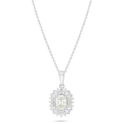 Sterling Silver 925 Necklace Rhodium Plated Embedded With Diamond Zircon And White Zircon