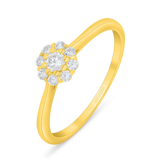 Sterling Silver 925 Ring Golden Plated Embedded With Diamond Zircon And White Zircon