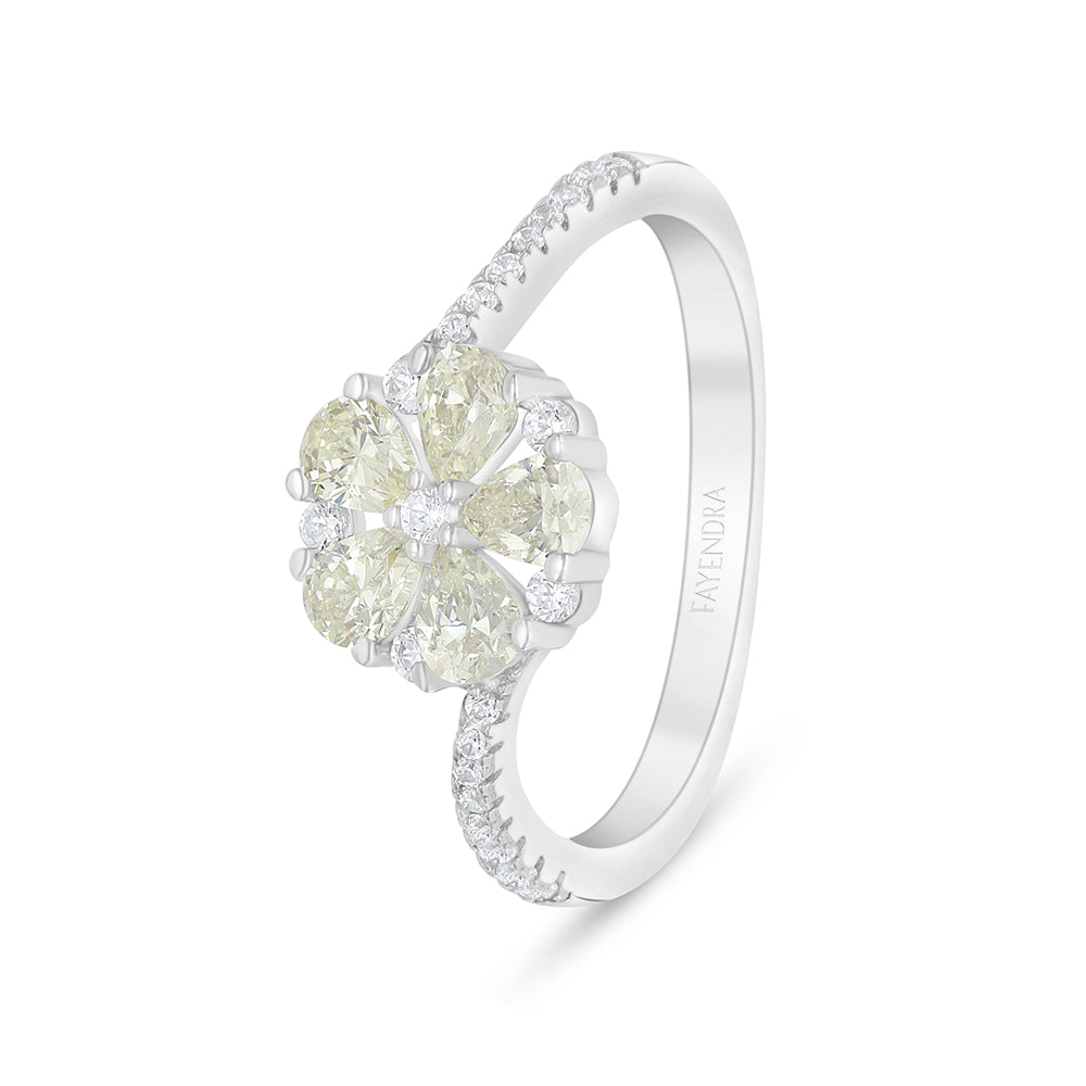 Sterling Silver 925 Ring Rhodium Plated Embedded With Diamond Zircon And White Zircon