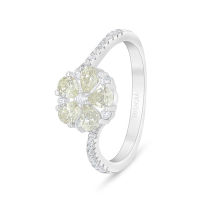 Sterling Silver 925 Ring Rhodium Plated Embedded With Diamond Zircon And White Zircon