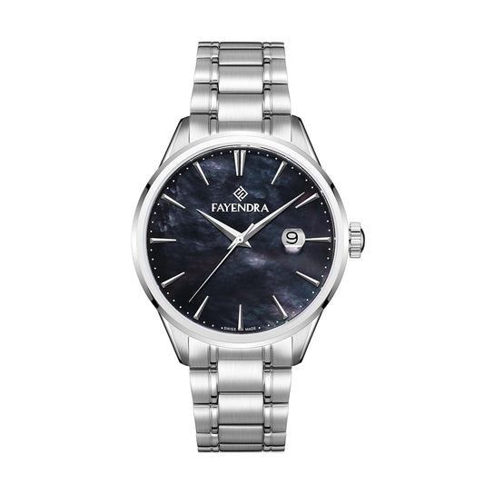 Stainless Steel 316L Watch Silver Color For Men - BLACK MOP DIAL