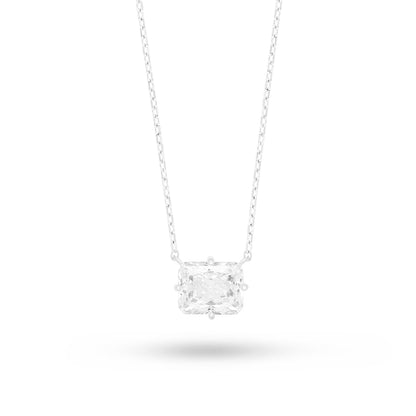 Sterling Silver 925 Necklace Rhodium Plated Embedded With White Zircon