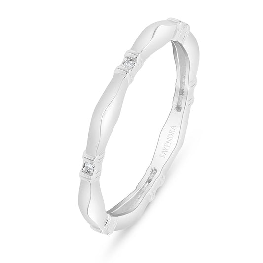 Sterling Silver 925 Ring Rhodium Plated Embedded With White Zircon