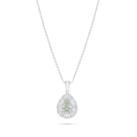 Sterling Silver 925 Necklace Rhodium Plated Embedded With Diamond Zircon And White Zircon