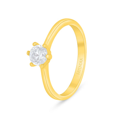 Sterling Silver 925 Ring Golden Plated Embedded With White Zircon