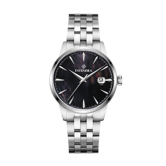 Stainless Steel 316L Watch Silver Color For Men - BLACK MOP DIAL