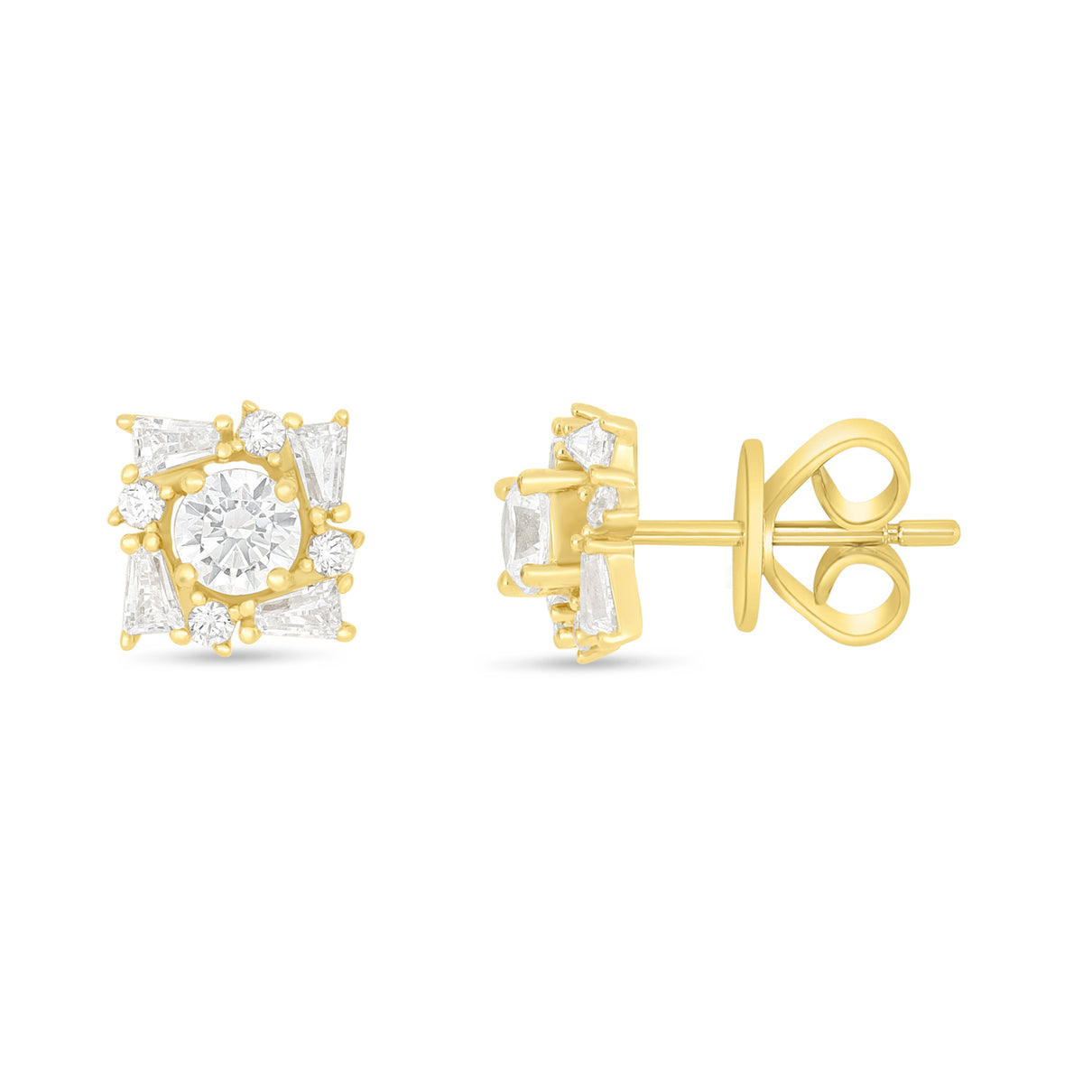Sterling Silver 925 Earring Golden Plated Embedded With White Zircon