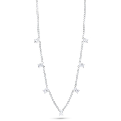 Sterling Silver 925 Necklace Rhodium Plated Embedded With White Zircon