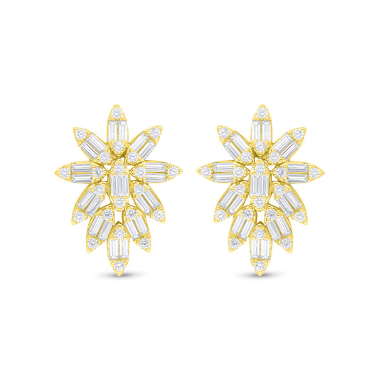 Sterling Silver 925 Earring Golden Plated Embedded With White Zircon